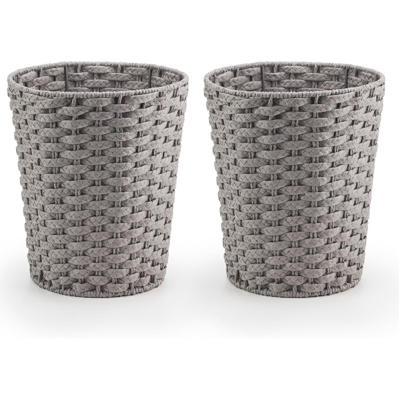 Wicker Kitchen Trash Can, Grey