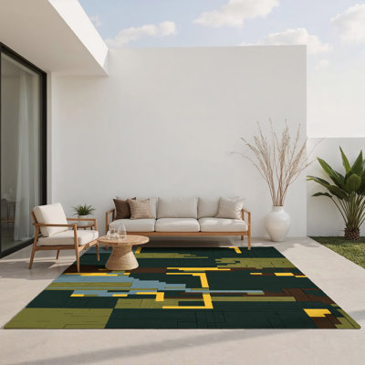 Tapis intérieur et extérieur à carrés ombrés