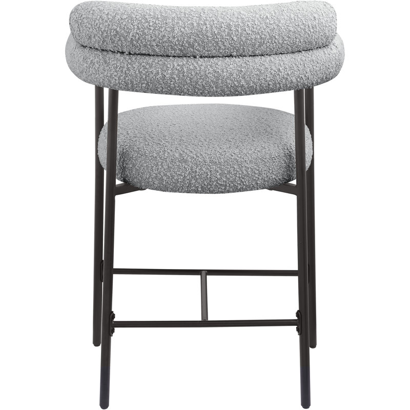 Tabouret de comptoir 26 po Blake, Boucle Fabric, Grey, Matte Black