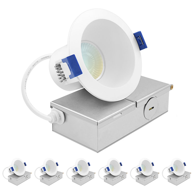 Plafonnier encastré à DEL 3 pouces Luxrit J-Box 8W 5CCT 2700K / 3000K / 3500K / 4000K / 5000K 840LM Dimmable Canless Downlight