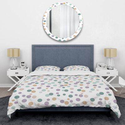 Green Purple Polka Dots I - Polka Dots Duvet Cover Set