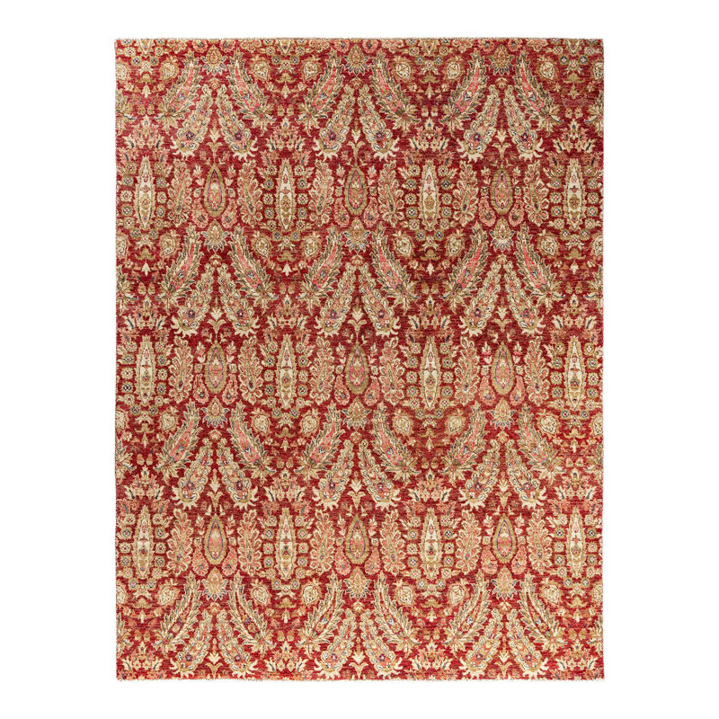 Handmade Red Wool Rectangular Area Rug, 7' 10" x 10' 4"