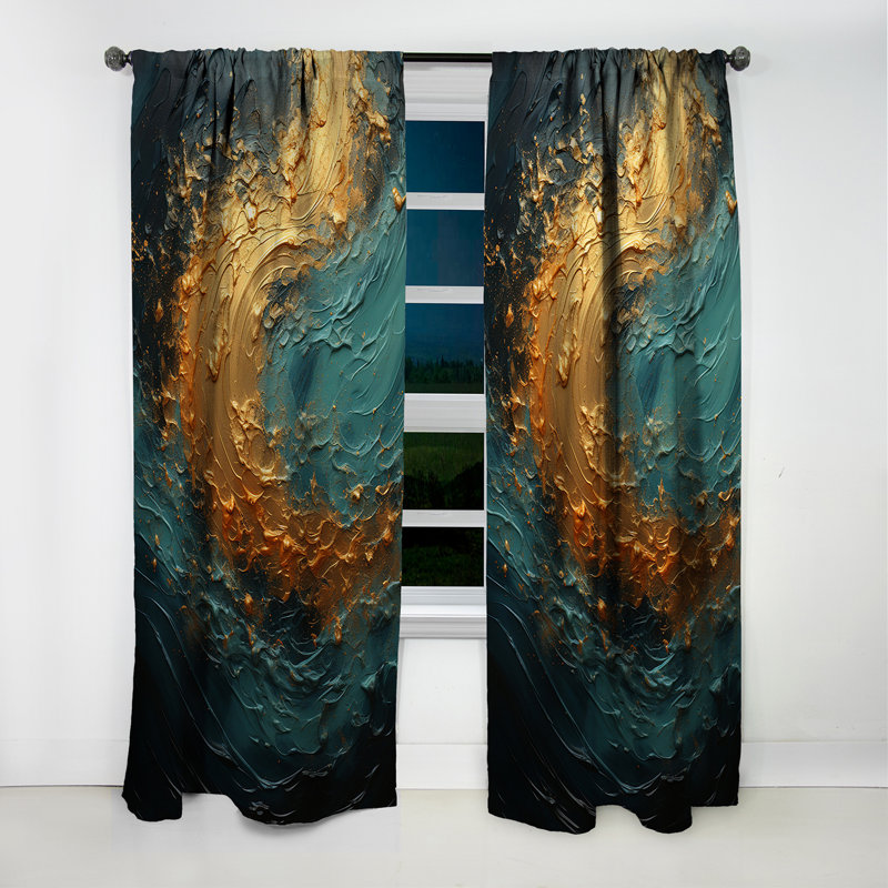 Bergevin - Abstract Spirals Curtain - Blackout Abstract Curtain - 1 Panels, 52" W x 84" L