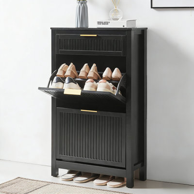 Slim 2-Drawer Flip-Top Entryway Shoe Cabinet