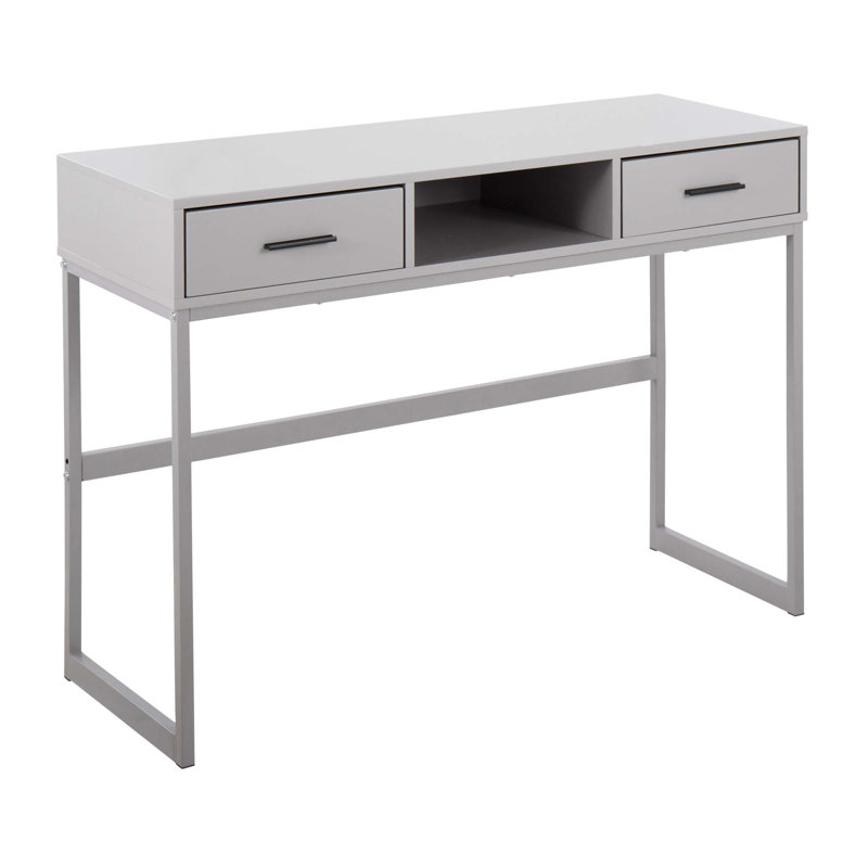 Console contemporaine en métal et en bois avec deux tiroirs pour un rangement dissimulé et un design élégant, pour les intérieurs modernes.