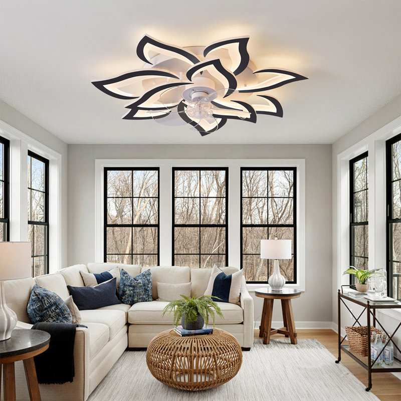 31.9'' 7 - Blade Dimmable LED Ceiling Fan with Remote Control and APP, Black