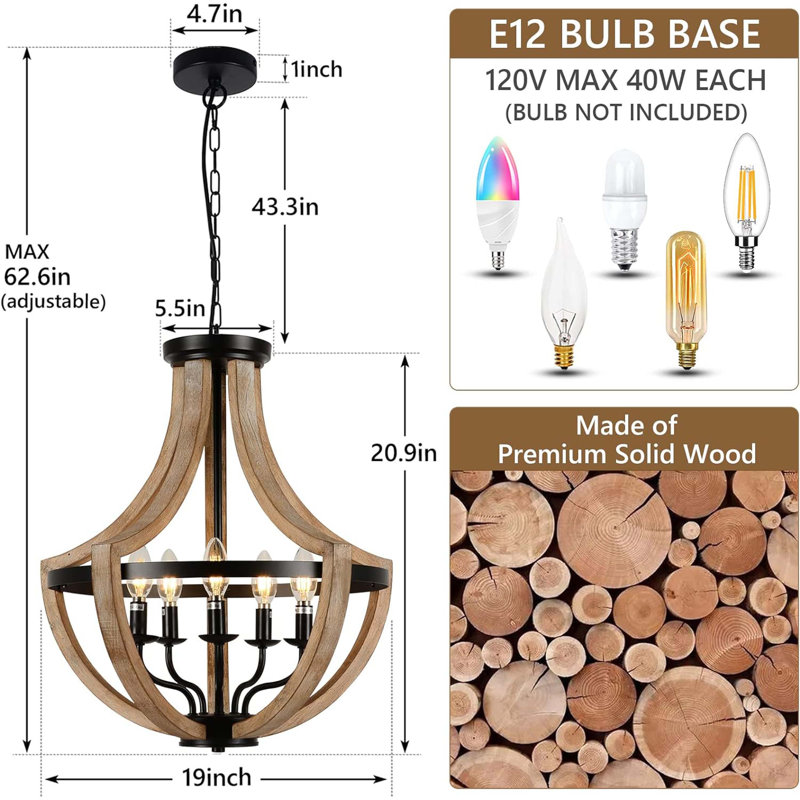 Montelimar 5 - Light Dimmable LED Geometric Chandelier