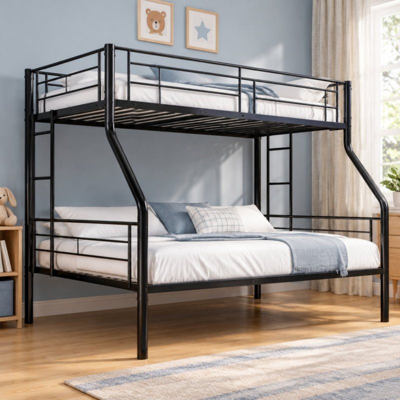 Twin Over Full Drawer Platform Bunk Bed with Mattress with Bookcase with Desk with Trundle Bed with Shelves