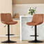 Ensemble de 2 tabourets de bar, tabourets de bar pivotants réglables, tabourets de hauteur de bar avec support pour le dos, chaises de bar à hauteur de comptoir en similicuir pour îlot de cuisine rustique, brun