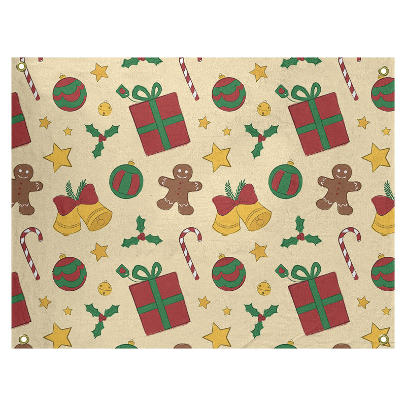Tapisserie murale en polyester décoration à la fête hol christmas, H 59 po x l 80 po, Jaune / Rouge