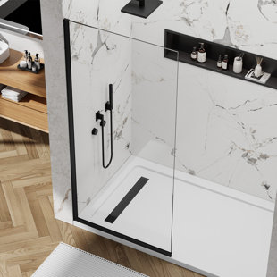 Yttsoyts Shower Bathtub Panel Screen Single Fixed Panel, 3/8 Inch Tempered Glass, Easy Clean Glass Tub Screen, 34"W X 74"H