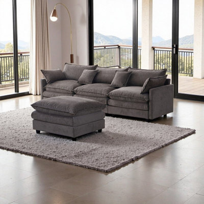 Classic L-Shaped Sectional Sofa 105" Modular Sectional Couch with Ottoman – Chenille Upholstery & Pocket Spring Comfort