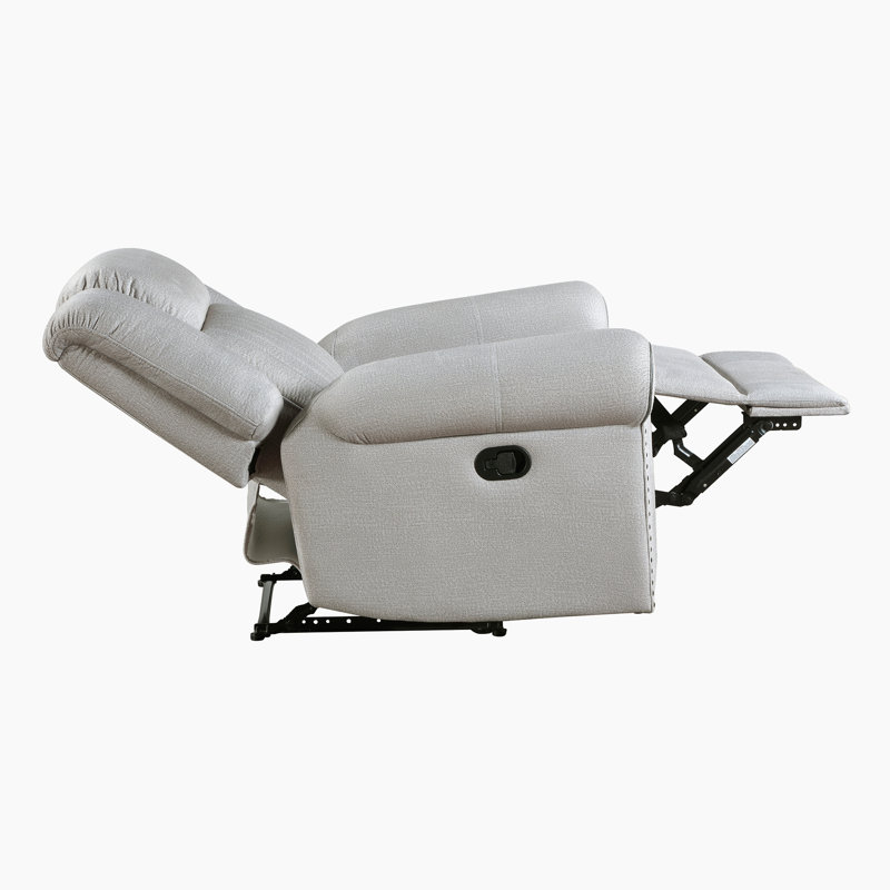 Cappella 41" Traditional Textured Microfiber Manual Reclining Chair with Nailhead Trim & High-Density Foam
