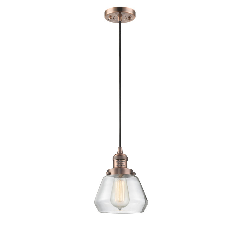 Rivka 1 - Light Single Pendant, Clear, 6 Watt Vinage LED Bulb, Antique Copper