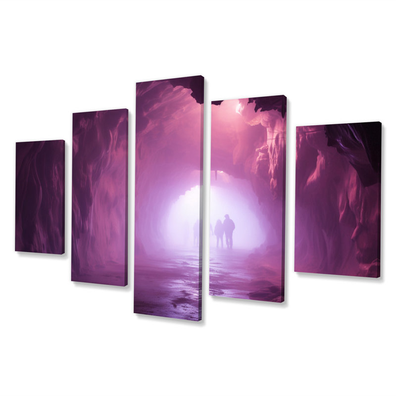 Tunnel mauve brumeux, mauve doux et gris brumeux - impression d'art mural - 5 panneaux