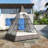 Wicker Tent Outdoor Sumbed With Colorful Cushions-2180872