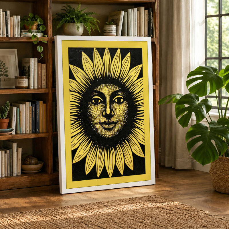Sunflower Soul Boho - Wrapped Canvas, 36x24 - 91.4 x 61.0 cm, Ochre Border