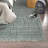 Sedona Striped Tribal Bohemian Teal/Natural Indoor/Outdoor Performance Area Rug-1945089508