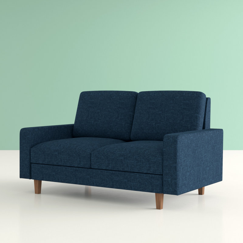 Causeuse à accoudoirs carrés 57,9 po Isata, Polyester bleu foncé