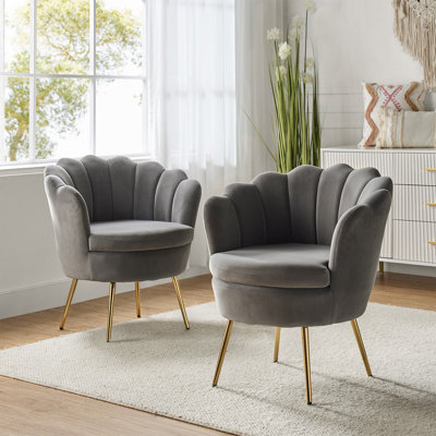 Fauteuil demi-tonneau en velours 30 po Hendrix