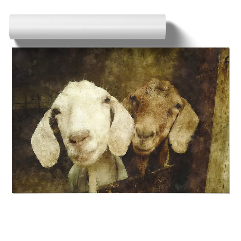 Pair Of Goats - No Frame Print, 42cm H x 59cm W x 0.1cm D