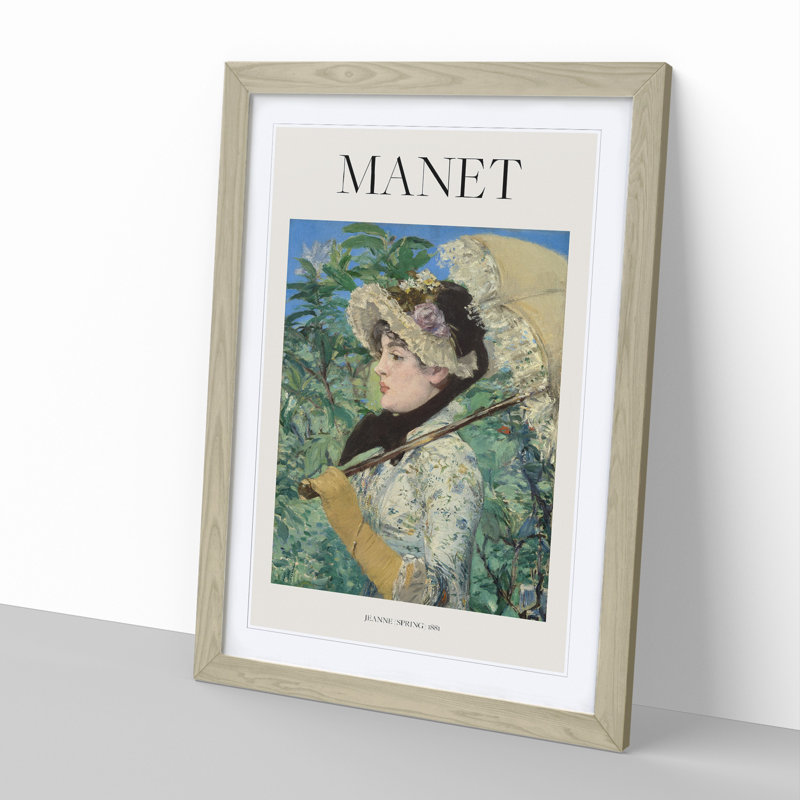 Jeanne Spring by Edouard Manet - Picture Frame Art Prints, 48cm H x 36cm W x 2cm D, Oak Framed
