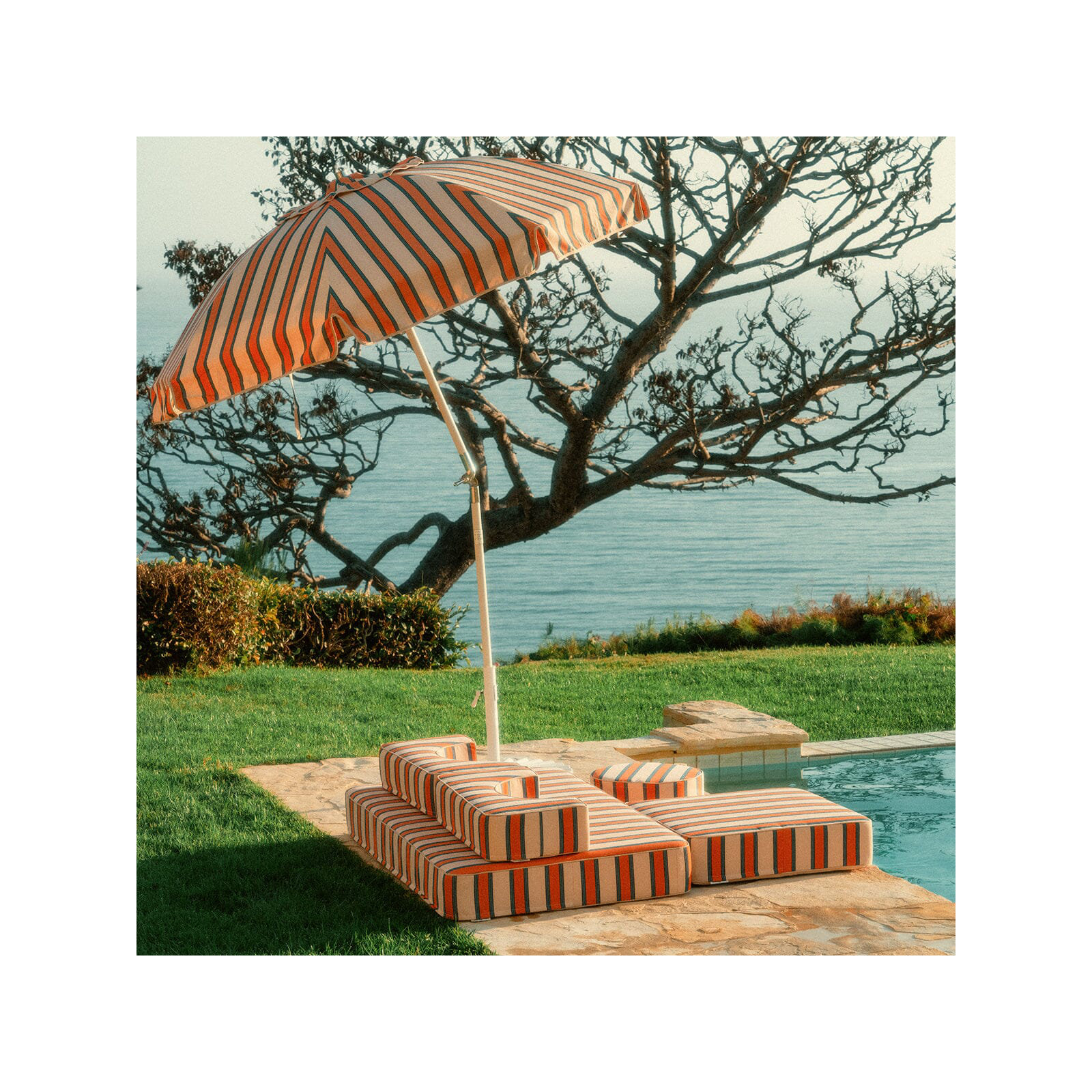 CLUB UMBRELLA - RIVIE, Bistro Dusty Pink Stripe