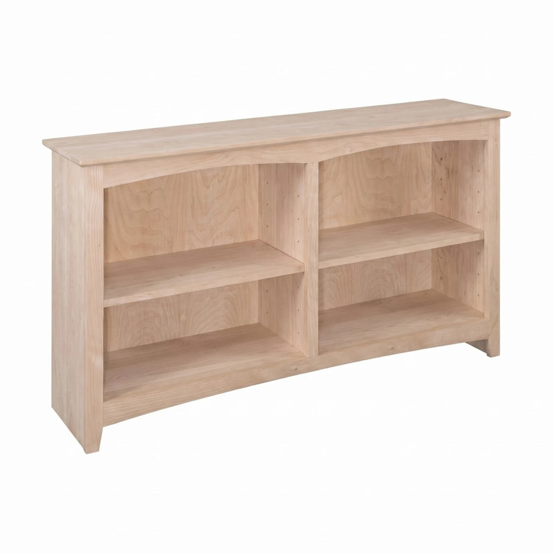 Malani 36" H Solid Wood Classic Bookcase, (2 Shelves) 29"H x 49.75"W x 12.875"D, Unfinished