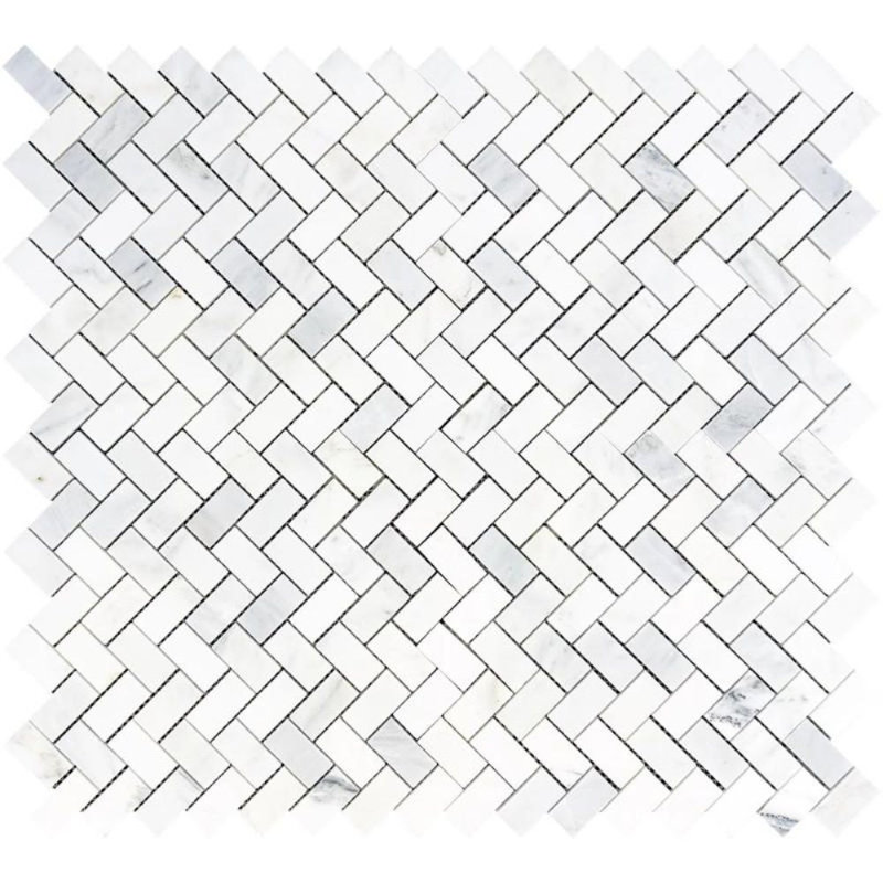 1" x 2" Marble Brick Joint Mosaic Wall & Floor Tile, Honed Oriental White