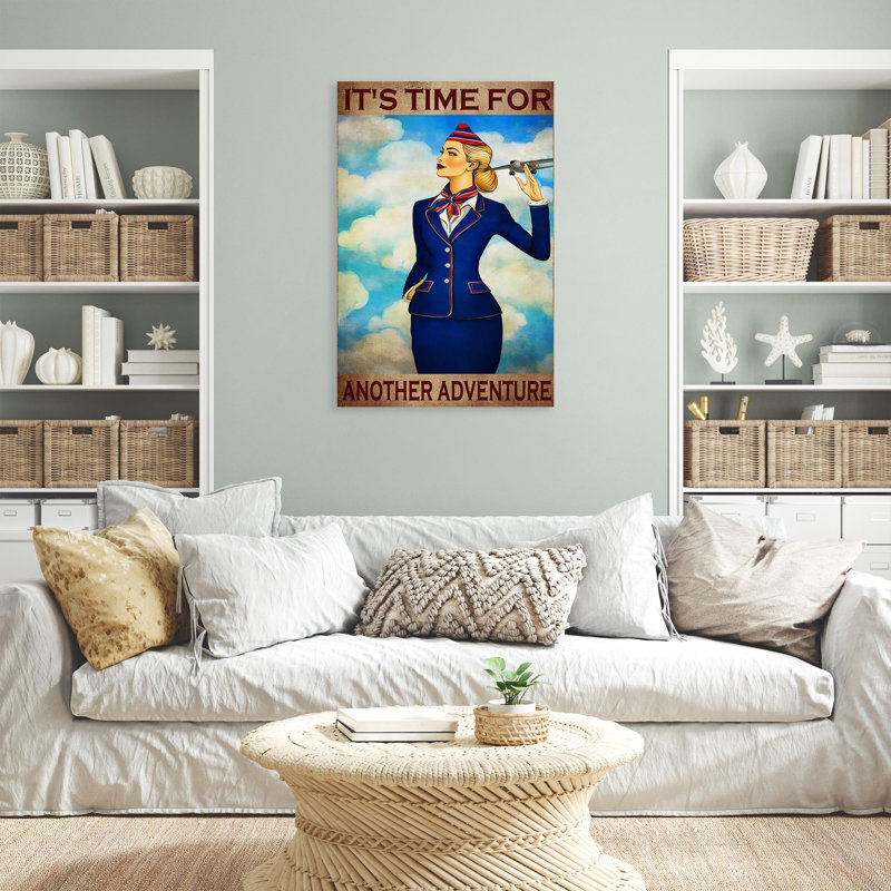 «Flight Attendant, Autre aventure sur toile», impression, H 14 po x l 11 po x P 1,25 po