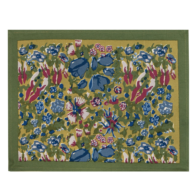Napperon en coton 18 po Leana, Bleu / vert