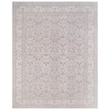 Hand Knotted Wool Area Rug in Light Gray And Ivory