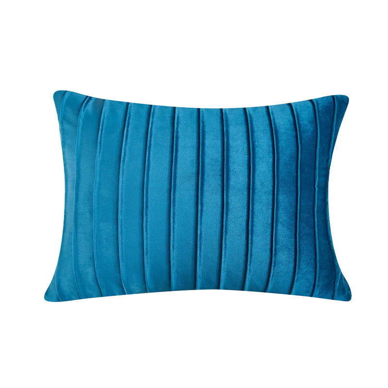Striped Velvet Throw Pillow, Royal Blue, 14"H x 20"W x 1.5"D, Pillow Cover Only - No Insert