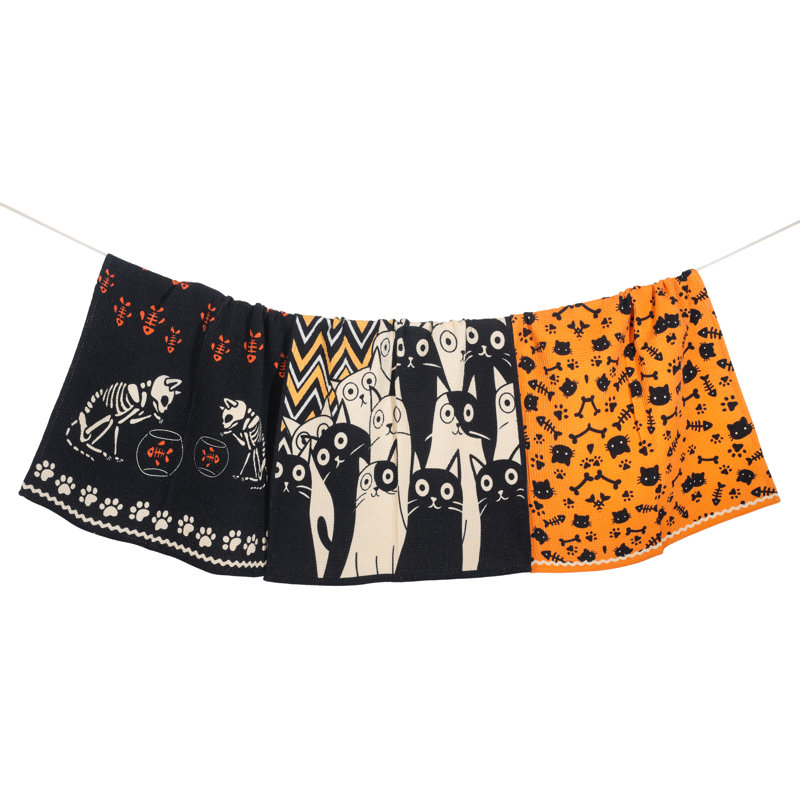 Spooky Cat Halloween Kitchen Towel Set
