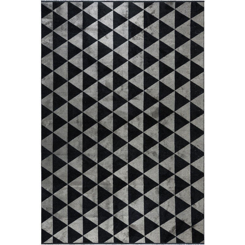 Rapture Silver/Black Geometric Luxury Area Rug, Rectangle 7'10" x 11'2"