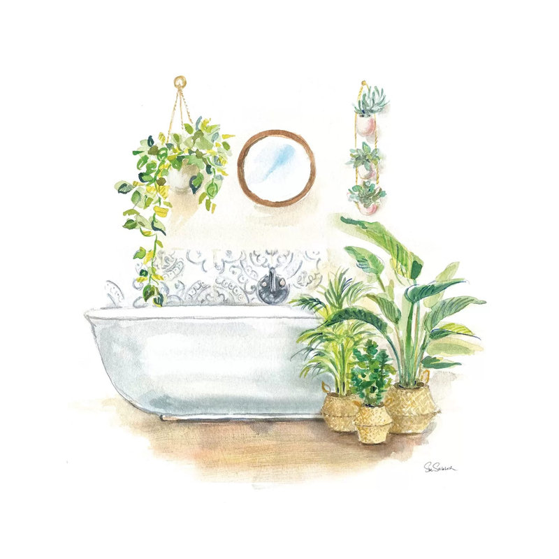 Greenery Bath II by Sue Schlabach - Painting on Canvas, Wrapped Canvas, 45.72cm H x 45.72cm W x 3.81cm D