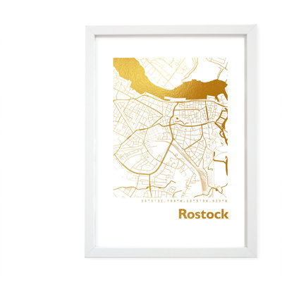 Rostock Map - Single Picture Frame Print