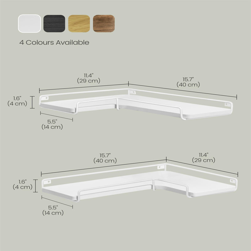 L-Förmiges Eckregal, 2Er Set, Wandregal, Industrie-Design, Für Wohnzimmer, Schlafzimmer, Küche, Natureichenfarben-Wolkenweiß