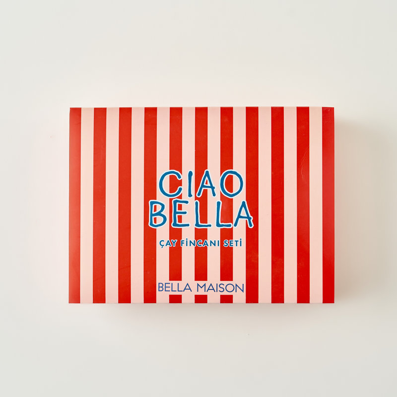 Ensemble de tasses à thé en porcelaine Line (2 pièces), Bleu / blanc / rouge
