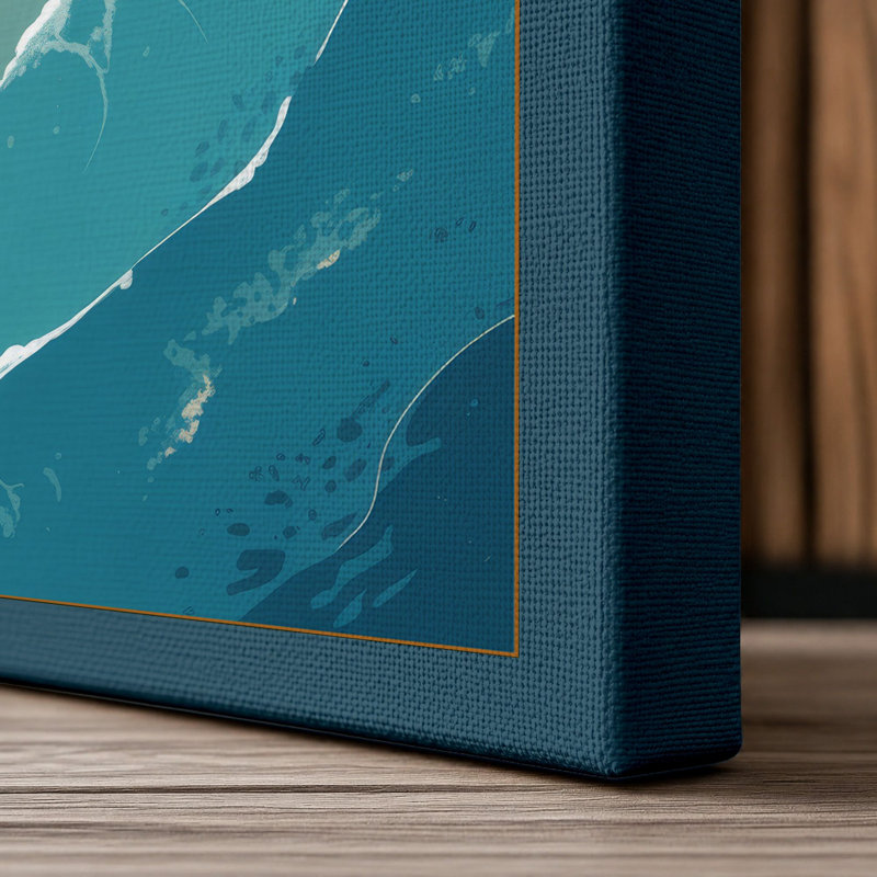 Cocoa Beach Coastal - Wrapped Canvas, 36x24 - 91.4 x 61.0 cm, Teal Border