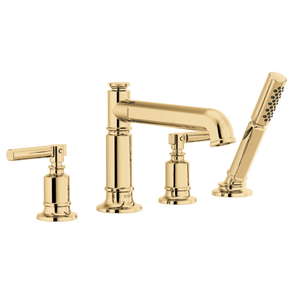 Invari® Roman Tub Faucet with Handshower, Polished Gold, Lever