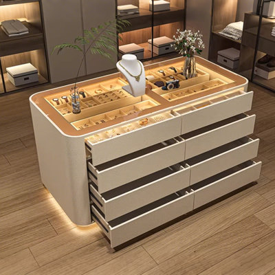 39.37"Luxury-lite white jewelry display and storage cabinet