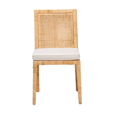 Chaise en bois naturel et rotin Colombano