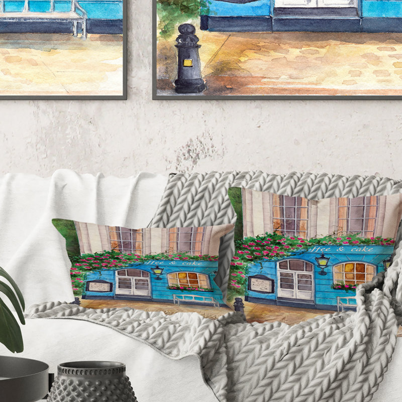 Coussin Cozy Blue Coffee Shop - Cabin & Lodge, 18 po x 18 po