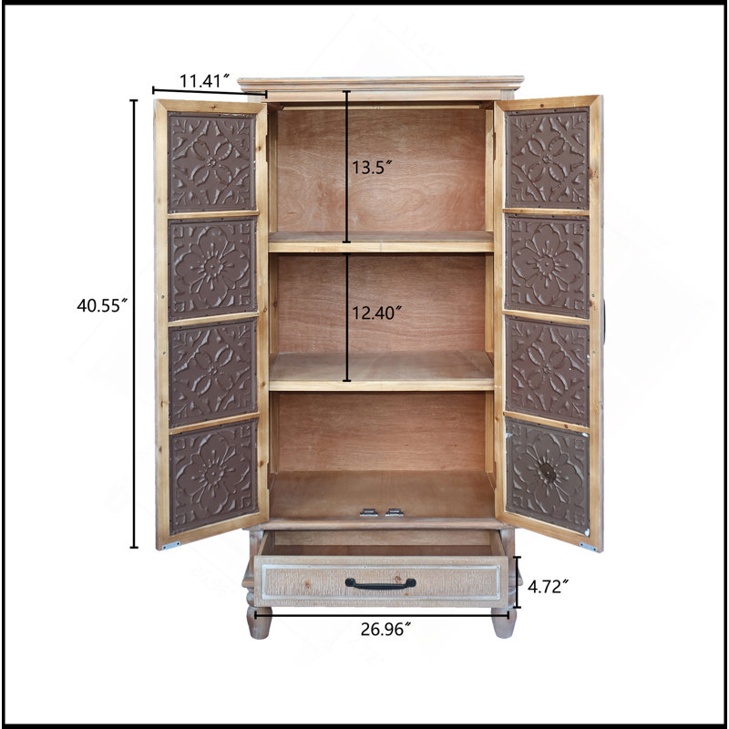 Grande armoire de rangement de 55,12 po - Buffet en bois rustique - Buffet polyvalent avec rangement pour la décoration et l'organisation