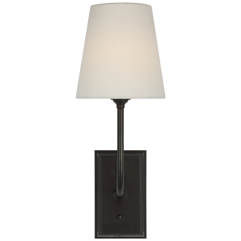 Thomas O'Brien Hulton 17" Cordless Single Sconce with Linen Shade, Bronze