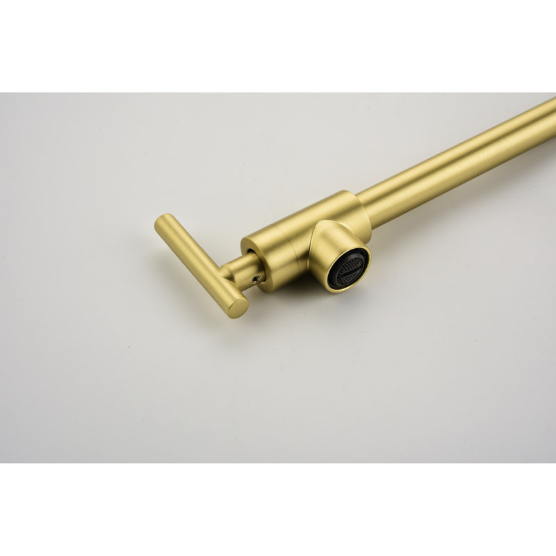Pot Filler Faucets - Brass, 2 Holes 3 Handles, Hot Cold Water, Moving Arm, Splash- Watering Brass Mixing, Handles Holes, Wall Installation, Corrosion Finish, Smooth Discharge