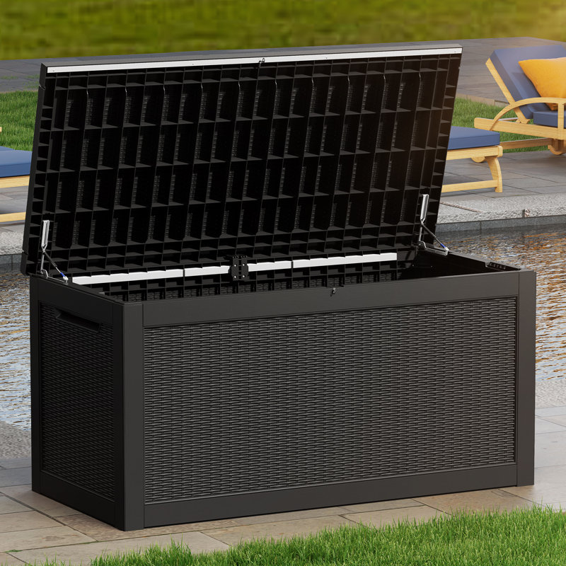 Boîte de rangement pour terrasse en résine résistant aux intempéries de 260 gallons Edrosie Inc, Black