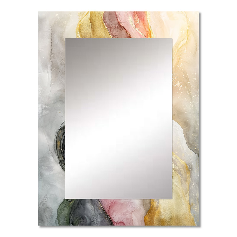 «Celestial Pink Balance Of Sinai Pearl Marble I», miroir mural unique transitionnel, art moderne imprimé en métal