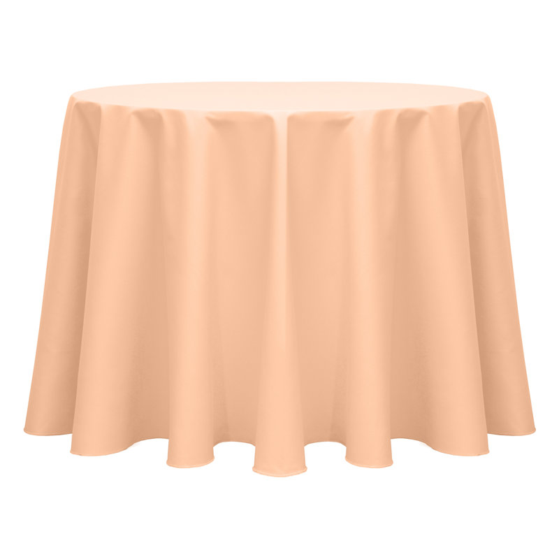 Cotton Twill Round Tablecloth, Peach, 120" L x 120" W, 3